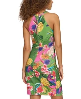 Siena Women's Floral-Print Twist-Front Bodycon Dress