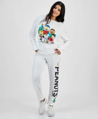 Love Tribe Juniors Peanuts Holiday Graphic Crewneck Sweatshirt Jogger Pants