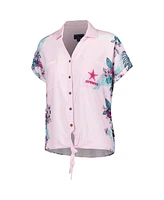 Margaritaville Women's Pink Dallas Cowboys Stadium Tie-Front Button-Up Shirt