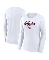 Fanatics Women's White Texas A M Aggies Double Team Script Long Sleeve T-Shirt