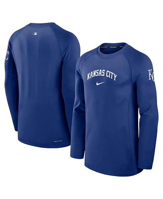 Nike Men's Royal Kansas City Royals Authentic Collection Game Time Raglan Performance Long Sleeve T-Shirt