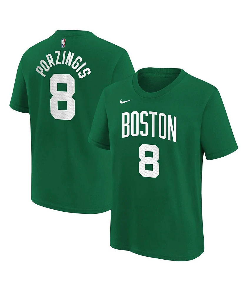 Nike Big Boys and Girls Kristaps Porzingis Kelly Green Boston Celtics Icon Name Number T-Shirt