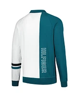 Tommy Hilfiger Men's Midnight Green/White Philadelphia Eagles Spencer Colorblock Polo Raglan Pullover Sweatshirt