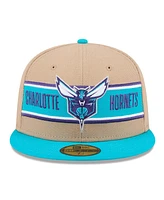 New Era Men's Tan/Teal Charlotte Hornets 2024 Nba Draft 59FIFTY Hat