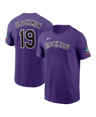 Nike Men's Charlie Blackmon Purple Colorado Rockies 2024 Mlb World Tour Mexico City Series Name Number T-Shirt