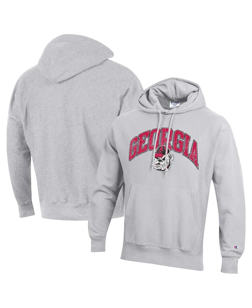 Champion Men's Heather Gray Georgia Bulldogs Vault Late Night Reverse Weave Pullover Hoodie