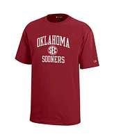 Champion Big Boys and Girls Cardinal Oklahoma Sooners Sec T-Shirt