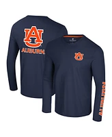 Colosseum Men's Navy Auburn Tigers Logo Lockup 3-Hit Active Blend Long Sleeve T-Shirt