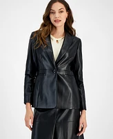 Tahari Asl Women's Faux-Leather Boyfriend Jacket