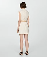 Mango Women's Belt Linen Dress