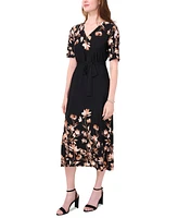 Msk Women's Floral-Print Midi Dress