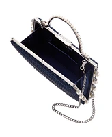 Nina Cultivated Pearl Dangle Crystal Embellished Minaudiere Clutch