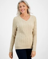 Style & Co Women's Cotton Cable-Knit V-Neck Sweater, Created for Macy's