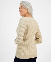 Style & Co Women's Cotton Cable-Knit V-Neck Sweater, Created for Macy's