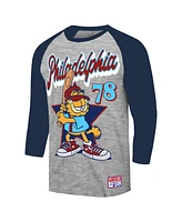 Ripple Junction Men's Heather Gray/Navy Garfield Philadelphia Baseball 3/4-Sleeve Raglan T-Shirt