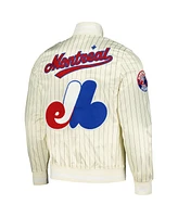 Pro Standard Men's Cream Montreal Expos Cooperstown Collection Pinstripe Retro Classic Satin Full-Snap Jacket