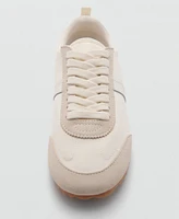 Mango Women's Leather Panels Canvas Sneakers