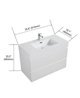36" White Bathroom Vanity: Timeless Elegance, Ample Storage, Silent Drawers