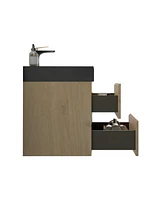 24" Natural Oak Vanity: Ample Storage, Silent Drawers