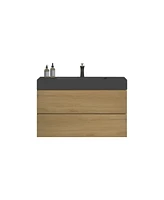 36" Natural Oak Vanity w/ Sink & Ample Storage