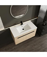 36" Oak Bathroom Vanity with Resin Countertop