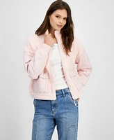 Hippie Rose Juniors' Quilted-Trim Sherpa Jacket