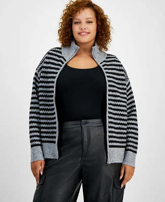 And Now This Trendy Plus Mock-Neck Zippered Sweater