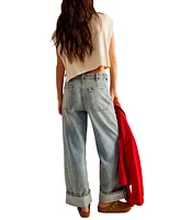 Free People Women's Cotton Palmer Cuffed Boyfriend Jeans
