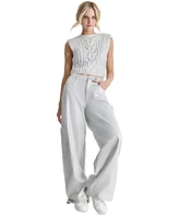 Dkny Jeans Women's High-Rise Wide-Leg Metallic Cargo Pants