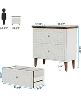 Tribesigns 2 Drawer Lateral File Cabinet, Office Filing Cabinet for A4 / Letter Size/Legal Files, Wood Storage Printer Stand Home Off