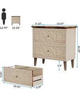 Tribesigns 2 Drawer Lateral File Cabinet, Office Filing Cabinet for A4 / Letter Size/Legal Files, Wood Storage Printer Stand Home Off