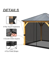 Aoodor Universal 10 x 13 ft. Gazebo Replacement Mosquito Netting Screen 4-Panel Sidewalls with Double Zipper for Patio Backyard Deck and Lawns (Only N