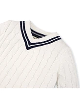 Hope & Henry Baby Girls Long Sleeve V-Neck Cricket Sweater