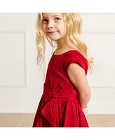 Hope & Henry Little Girls Cap Sleeve Party Dress with Bow Sash, Toddler|Child