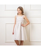 Hope & Henry Girls' Sleeveless Ruched Bodice Party Dress, Kids