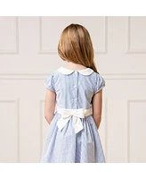 Hope & Henry Girls' Short Sleeve Seersucker Dress with Peter Pan Collar