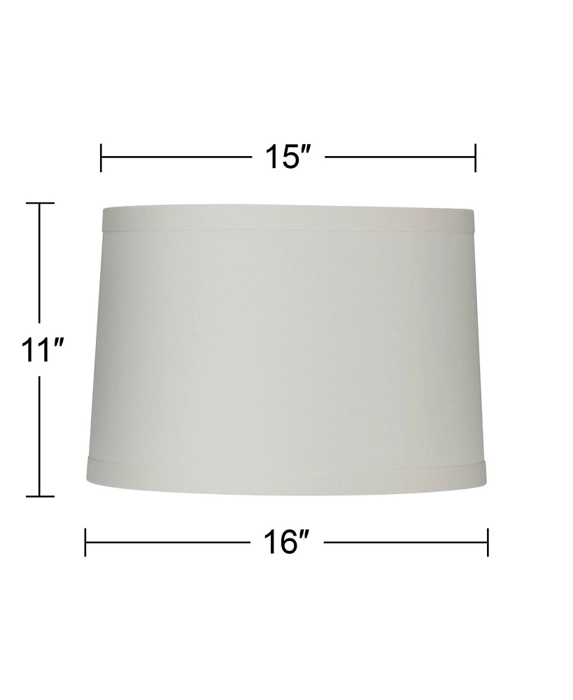 Springcrest Off-White Linen Medium Drum Lamp Shade 15" Top x 16" Bottom x 11" High (Spider) Replacement with Harp and Finial