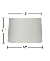 Springcrest Off-White Linen Medium Drum Lamp Shade 15" Top x 16" Bottom x 11" High (Spider) Replacement with Harp and Finial