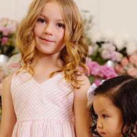 Hope & Henry Girls' Sleeveless Bow Shoulder Swing Dress