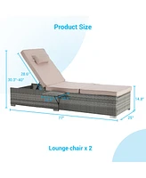 Gray Rattan Outdoor Chaise Lounge with Adjustable Backrest