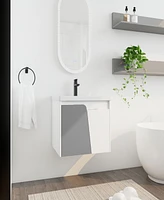 24" Wall-Mounted Vanity with Ceramic Basin