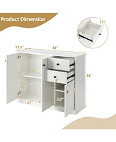 Slickblue Modern Buffet Sideboard with 2 Pull-out Drawers and Adjustable Shelf for Kitchen-White
