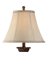 Regency Hill Senardo Traditional Table Lamp Vase Silhouette with Fluting and Floral Detail 30" Tall Gold Tan Bell Shade Decor for Living Room Bedroom