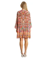 La Moda Clothing Women's Printed Pleated Short Dress