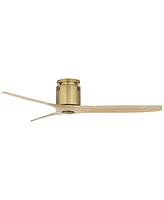 52" Windspun Modern Indoor Ceiling Fan 3 Blade Remote Control Soft Brass Finish Wood Blades Bedroom Living Room Kitchen Dining Office Hugger Dc Motor