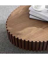 Modern Walnut Coffee Table with Sturdy Pedestal