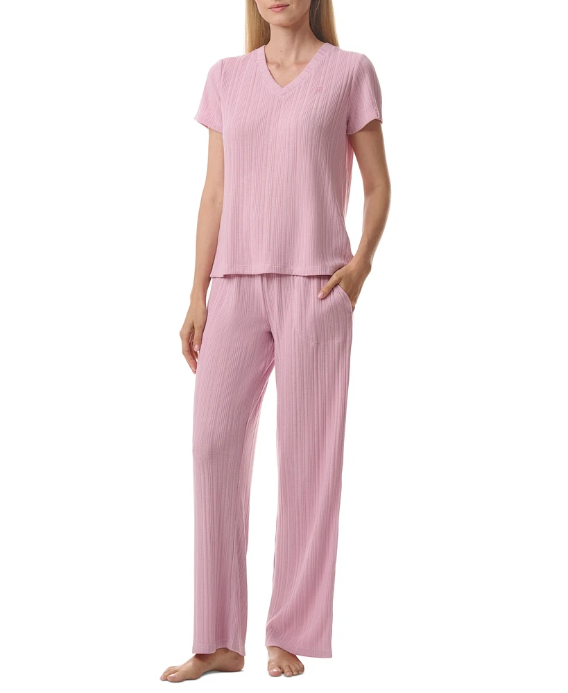 Tommy Hilfiger Women's 2-Pc. Short-Sleeve Ribbed Pajamas Set