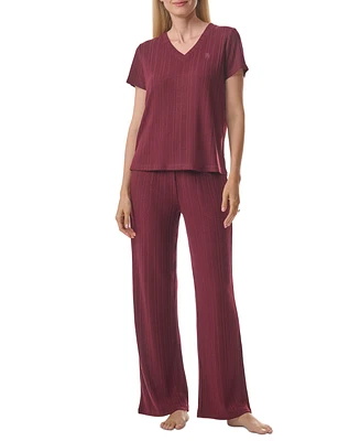 Tommy Hilfiger Women's 2-Pc. Short-Sleeve Ribbed Pajamas Set