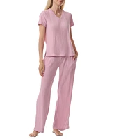 Tommy Hilfiger Women's 2-Pc. Short-Sleeve Ribbed Pajamas Set