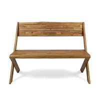 Sandblast Acacia Wood Bench With Reclining Backrest